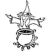 A coloring page of witches